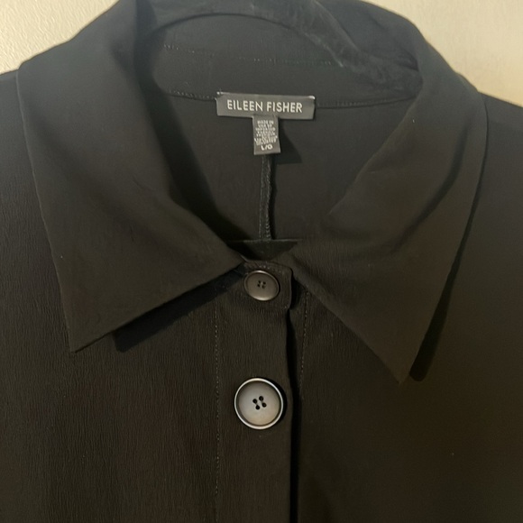 Eileen Fisher Gorgeous Black Button up 3/4 length with great big pockets. - Picture 2 of 5